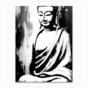 Buddha Symbol 1 Black And White Painting Canvas Print