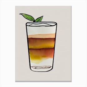 Choco Cola Minimal Line Drawing With Watercolour Cocktail Poster Canvas Print