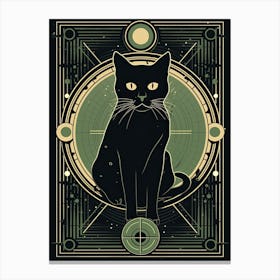 The World, Black Cat Tarot Card 0 Canvas Print