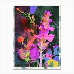 Snapdragon 1 Neon Flower Collage Canvas Print