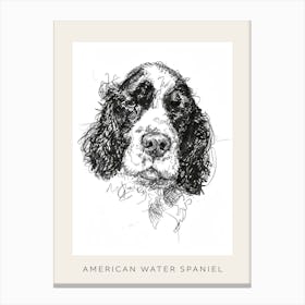 American Water Spaniel Line Sketch 2 Poster Canvas Print