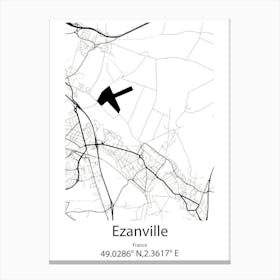 Ezanville,France Minimalist Map Canvas Print