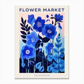 Blue Flower Market Poster Delphinium 2 Canvas Print