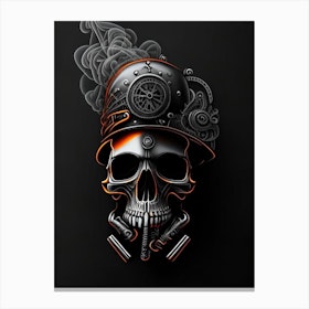 Skull With Intricate Linework 2 Orange Stream Punk Canvas Print