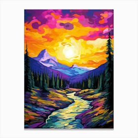 Mount Rainier National Park Retro Pop Art 4 Canvas Print