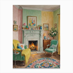 Cosy Cottage Fireplace Canvas Print