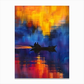 Sunset In A Boat Canvas Print