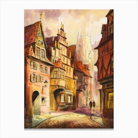 Watercolor Of A City Street 1 Canvas Print