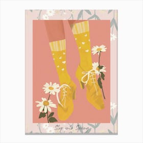 Step Into Spring Yellow And Pink Flower Shoes 4 Canvas Print
