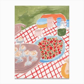 Strawberries Picnic Painting Canvas Print