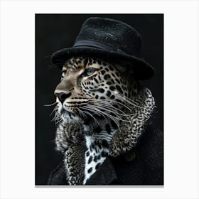 Leopard with clothes Canvas Print