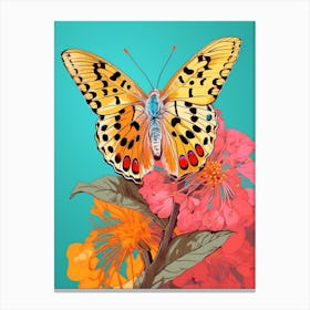 Pop Art Silver Washed Fritillary Butterfly Canvas Print