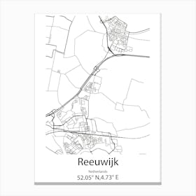 Reeuwijk,Netherlands Minimalist Map Canvas Print