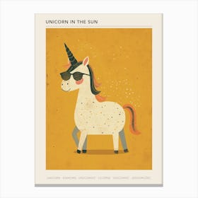 Unicorn With Sunglasses On Muted Pastel 1 Poster Canvas Print