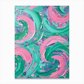 Pink And Green Swirls Canvas Print