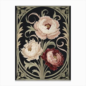 Victorian Peonies William Morris Style Canvas Print