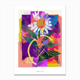 Oxeye Daisy 4 Neon Flower Collage Poster Canvas Print