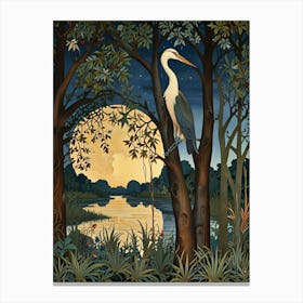 William Morris Heron At Night Canvas Print