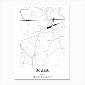 Boussu,Belgium Minimalist Map Canvas Print