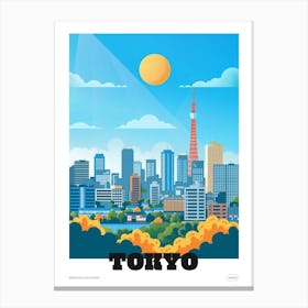 Tokyo Japan 2 Colourful Travel Poster Canvas Print