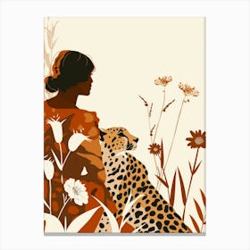 Cheetah And Woman 1 Canvas Print