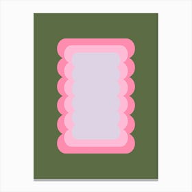 Retro Wavy Shape Green And Pink Canvas Print