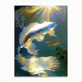 Platinum Ogon Koi Fish Monet Style Classic Painting Canvas Print