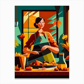 Woman Cooking In The Kitchen Canvas Print