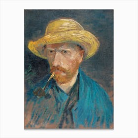 Self Portrait With Straw Hat And Pipe (1887), Vincent Van Gogh Canvas Print