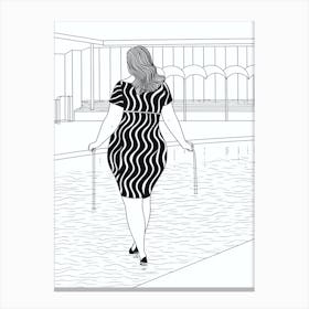 Body Positive Lady In Stripes   Canvas Print