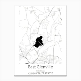 East Glenville,United States Minimalist Map Canvas Print