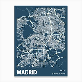 Madrid Blueprint City Map 1 Canvas Print
