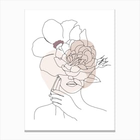 Illustration Of A Woman Holding Flowers Canvas Print
