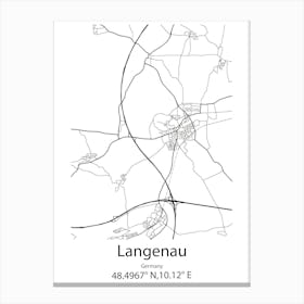 Langenau,Germany Minimalist Map Canvas Print