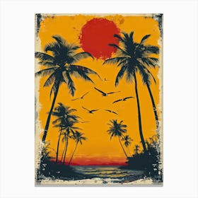 Sunset With Palm Trees 1 Canvas Print