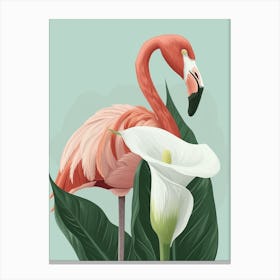 Andean Flamingo And Calla Lily Minimalist Illustration 4 Canvas Print