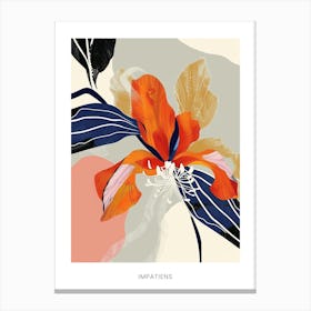 Colourful Flower Illustration Poster Impatiens 1 Canvas Print