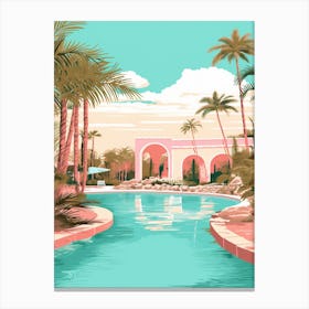 An Illustration In Pink Tones Of  Greens Pool Australia 4 Canvas Print