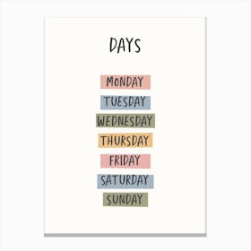 Days Of The Week For Kids Canvas Print