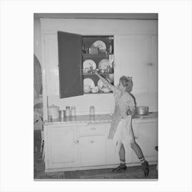 Untitled Photo, Possibly Related To Daughter Of Morman I E Mormon Farmer Putting Away Dishes In Kitchen Canvas Print