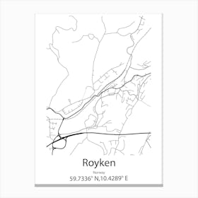 Royken,Norway Minimalist Map Canvas Print