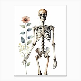 Floral Skeleton Watercolor Painting (38) Canvas Print