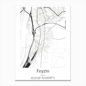 Feyzin,France Minimalist Map Canvas Print