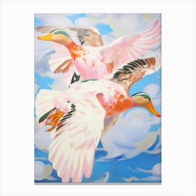 Pink Ethereal Bird Painting Mallard Duck 3 Canvas Print