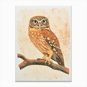 Brown Fish Owl Linocut Blockprint 1 Canvas Print