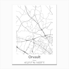 Orvault,France Minimalist Map Canvas Print