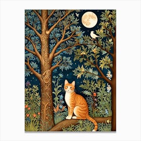 William Morris Cat In The Forest 16 Canvas Print