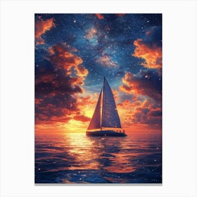 Sailboat At Sunset Canvas Print