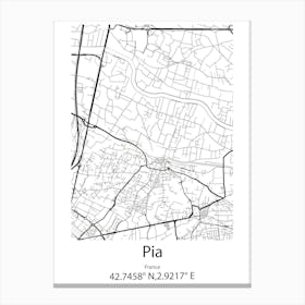 Pia,France Minimalist Map Canvas Print