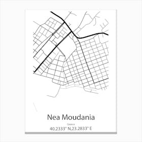 Nea Moudania,Greece Minimalist Map Canvas Print